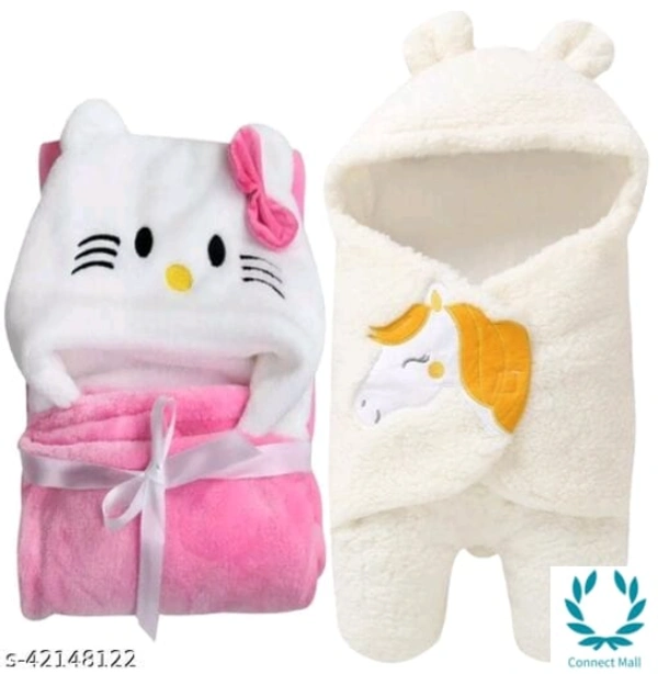 New Born Baby Combo Pack Hooded Wearale Wrapper And Baby Bath towel - LXHXB:(78 X2X82) CM, Multipack of:2